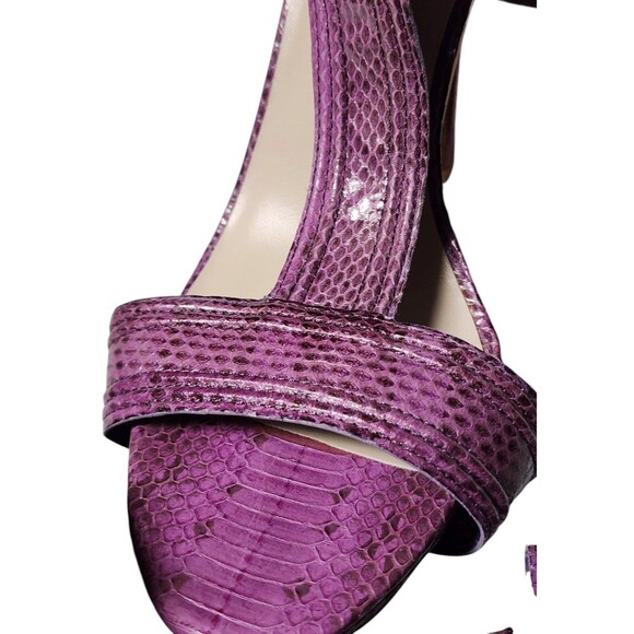 Leon Max Pippa Purple Leather Snakeskin Heels Size 9.5 Ankle Strap
